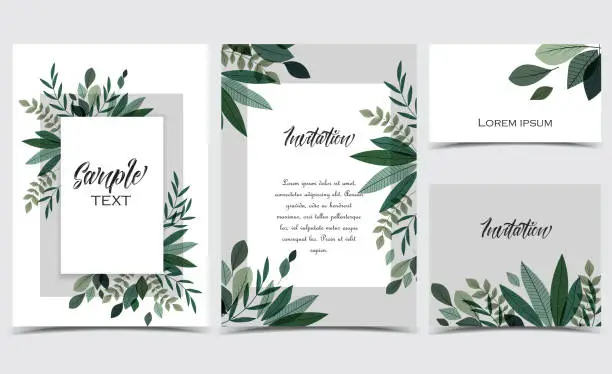 Vector illustration of Card with branches and leaf