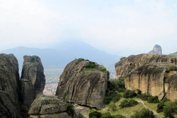 Photo of Amazing rocky terrain in the valley of Meteora, Greece