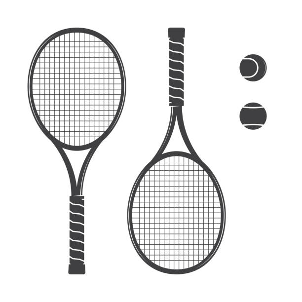 illustrations, cliparts, dessins animés et icônes de jeu de raquettes de tennis et balles de tennis - raquette de tennis