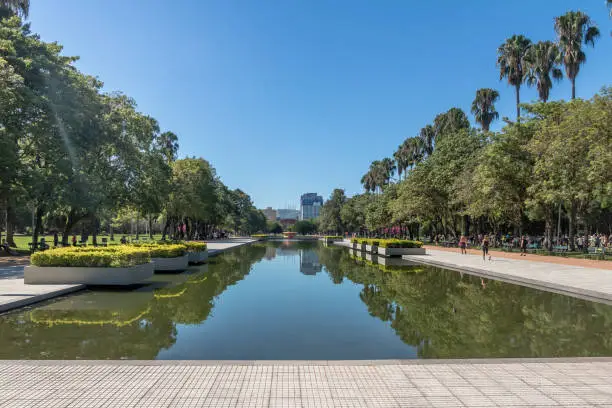 Farroupilha Park or Redencao Park reflecting pool - Porto Alegre, Rio Grande do Sul, Brazil
