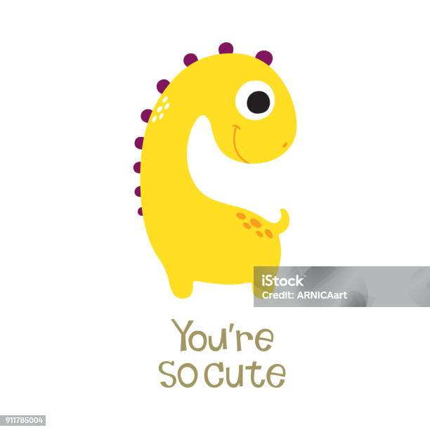 Cute Dino Illustration Stock Illustration - Download Image Now - Dinosaur, Animal, Animal Wildlife