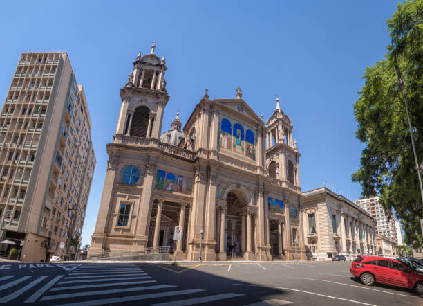 Porto Alegre Metropolitan Cathedral in downtown - Porto Alegre, Rio Grande do Sul, Brazil Porto Alegre Metropolitan Cathedral in downtown - Porto Alegre, Rio Grande do Sul, Brazil porto grande stock pictures, royalty-free photos & images