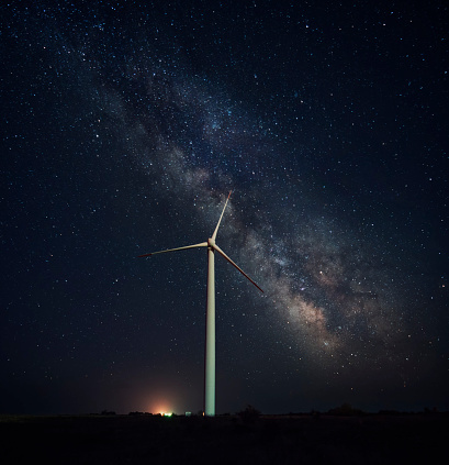 Wind Turbine Under The Stars