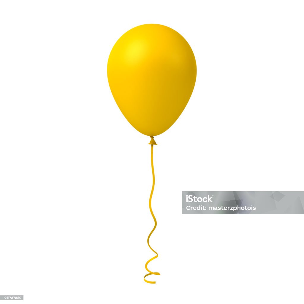 Ballon jaune isolé sur fond blanc - Photo de Ballon de baudruche libre de droits