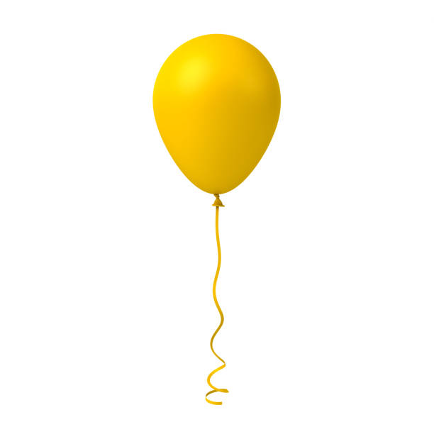 palloncino giallo isolato su sfondo bianco - palloncino foto e immagini stock