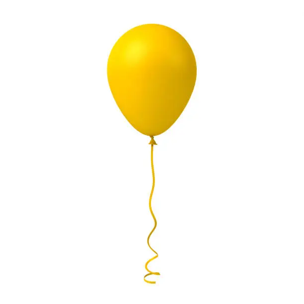 Yellow balloon isolated on white background . 3D rendering.