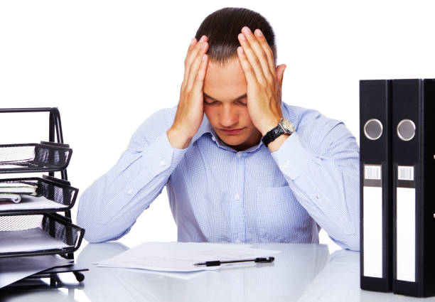 istock Portrait of handsome man posing in studio with office stuff 911790670