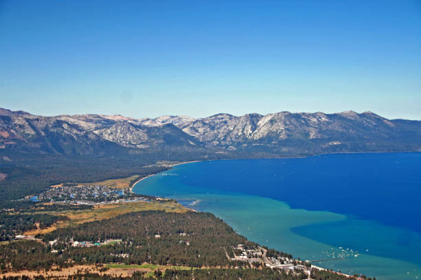 lake tahoe california view from heavenly sierra nevada Amazing lake tahoe view from Heavenly sierra nevada mountains shades of blue shades of blue stock pictures, royalty-free photos & images