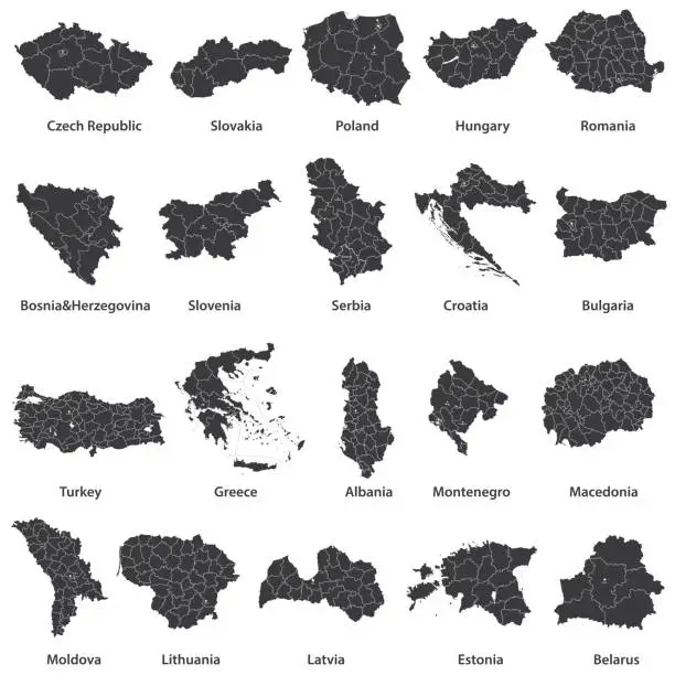 Vector illustration of vector maps of Europe countries