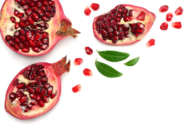 istock pomegranate fruit isolated on a white background top view 911813326