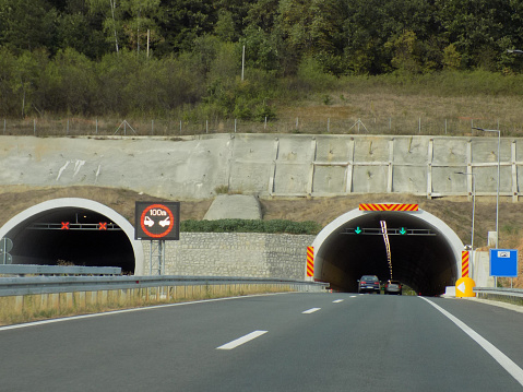 Entrance to the tunnel on a highway