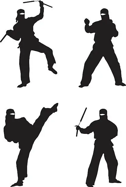 Vector illustration of fighting ninja
