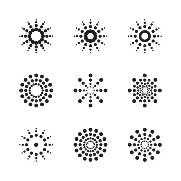 Vector illustration of Circular halftone dots forms
