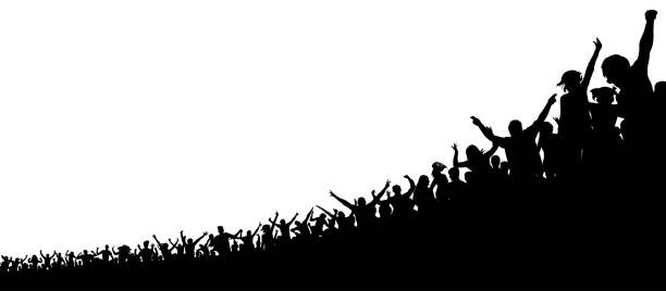 eine menge von sport-fans. eine menge leute im stadion. silhouette vektor - soccer stadium sport crowd stock-grafiken, -clipart, -cartoons und -symbole