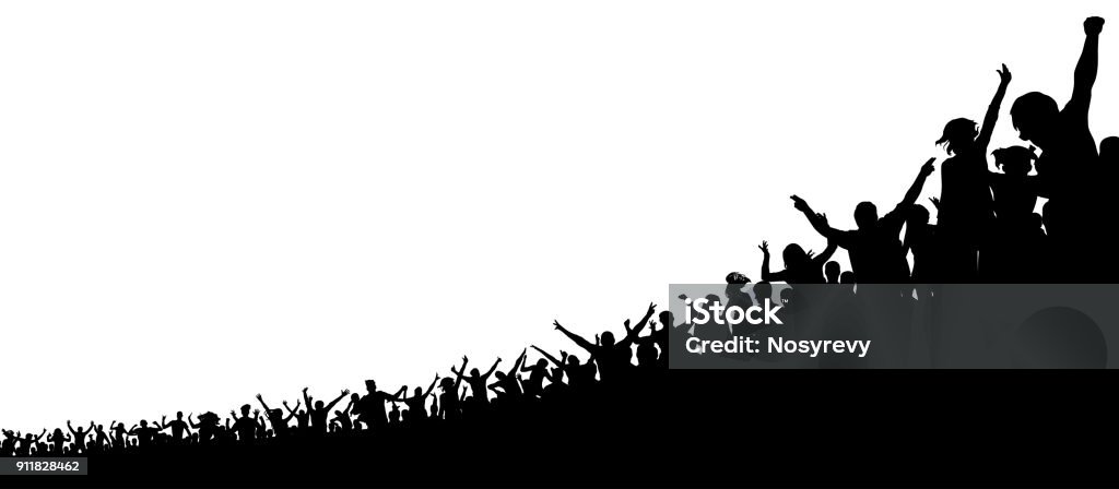 A crowd of sports fans. A crowd of people in the stadium. Silhouette vector - Royalty-free Multidão arte vetorial