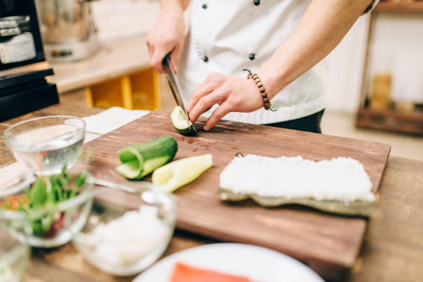 istock Sushi preparation process, japanese cuisine 911831358