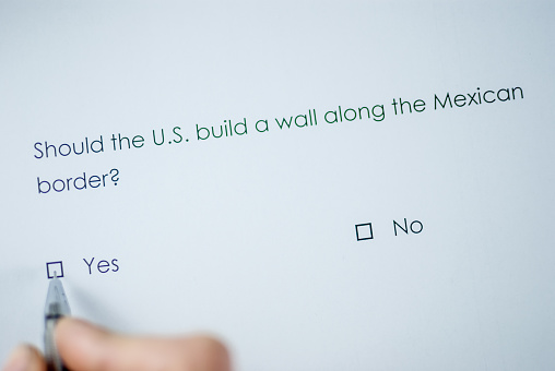 Poll question: Should the US build a wall along the Mexican border? Answer: yes