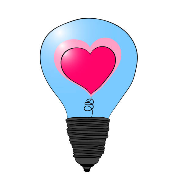 istock A light bulb with a heart inside. Love lights up. Illustration for Valentine s day. Vector drawing 911834916
