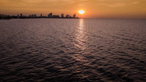 istock landscape of the beach in Twilight time . 911863254