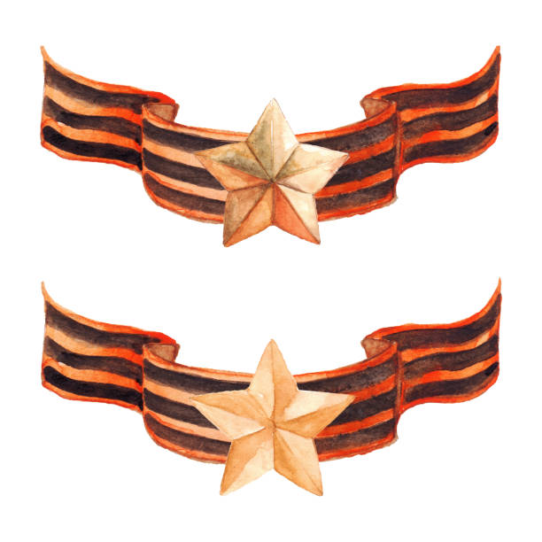 illustrazioni stock, clip art, cartoni animati e icone di tendenza di george medaglia nastro 9 maggio la grande guerra patriottica isolata - medal bronze medal military star shape