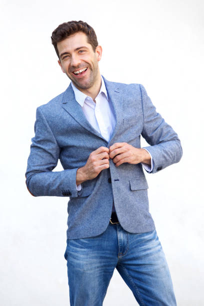 istock Stylish young man in jacket on white background 911867634