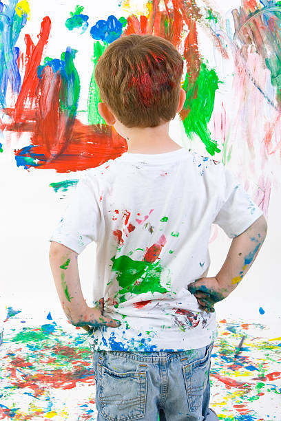 istock Child admiring his painting 91187038