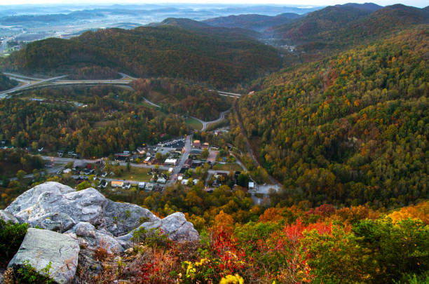 Autumn sunrise from the Pinnacle Overlook at the Cumberland Gap National Historical Park.