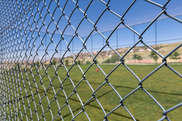 Wire fence Barbed Wire, Boundary, Chain, Chainlink Fence, Fence iron county wisconsin stock pictures, royalty-free photos & images