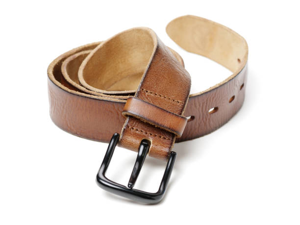 istock Male black and brown belt isolated on white background 911886152