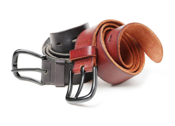 istock Male black and brown belt isolated on white background 911886488