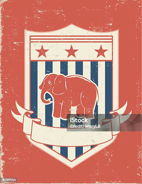 American Partito Repubblicano Mascotte Banner - Immagini vettoriali stock e altre immagini di A forma di stella - A forma di stella, Autorità, Badge