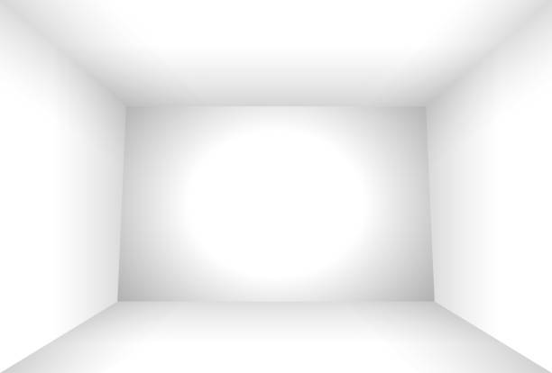 Studio backdrop Studio backdrop white box illuminated background giant cube stock illustrations