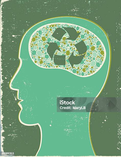 Retro Profile With Recycling Symbol Stock Illustration - Download Image Now - Recycling Symbol, Environmental Conservation, Retro Style