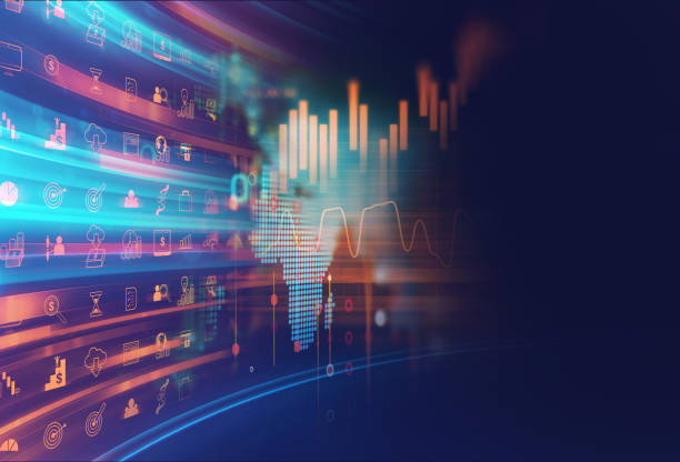 istock business and learning icon  on blue technology background 911895420