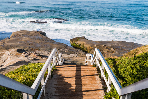 Beautiful landscape of the beautiful beach by rocky coastline on Monterey peninsula, the USA