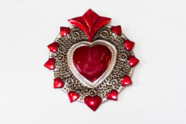 istock Mexican Ted Tin Heart, White Background, Copy Space 911898552