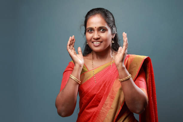 istock Traditionally dressed South Indian woman with surprised face 911903792