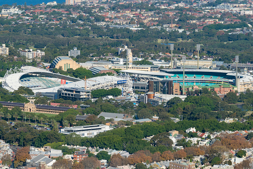 Sydney, Australia - May 16, 2017: Sydney Football Stadium, SFS and Sydney Cricket Ground, SCG. They are sports stadiums in Sydney used for cricket , Australian rules football, rugby and soccer.