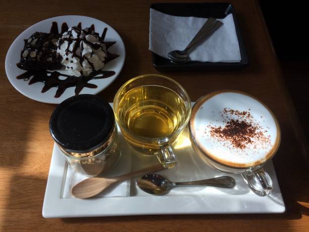 istock Hot cappuccino with tea and sugar 911905406