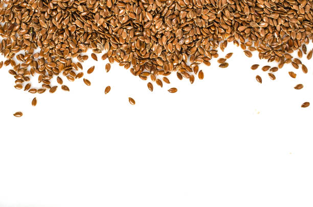istock Crushed, milled flax, linen seeds isolated on white background, top view 911910696
