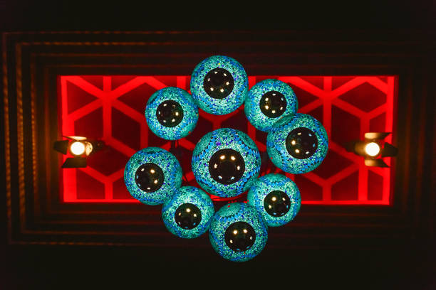 an unusual chandelier in Oriental style, restaurant decor