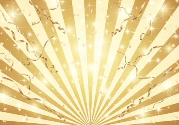 金の紙吹雪と黄金のサンバーストの背景に鯉のぼり - 金　背景点のイラスト素材／クリップアート素材／マンガ素材／アイコン素材