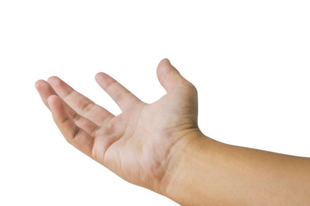 istock A hand holding something like a circle on white with clipping path 911915446
