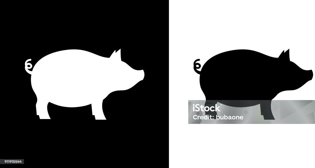 Pig. Pig.This royalty free vector illustration features the main icon on both white and black backgrounds. The image is black and white and had the background rendered with the main icon. The illustration is simple yet very conceptual. Pig stock vector