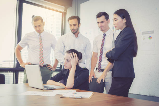 istock Business group meeting teamwork of unhappy and stress with problem fail, team serious at office with deadline work of employee. 911918122