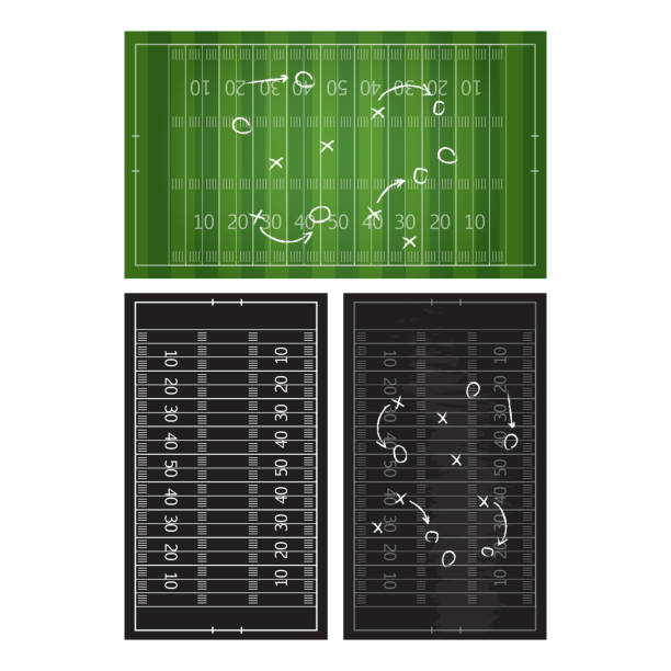 istock Football or soccer game strategy plan isolated on blackboard wit 911918156