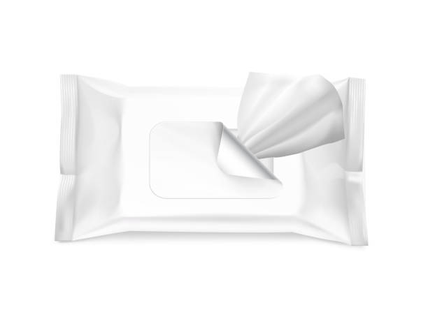 istock Mockup of wet wipe flow package with realistic transparent shadows. 911924670