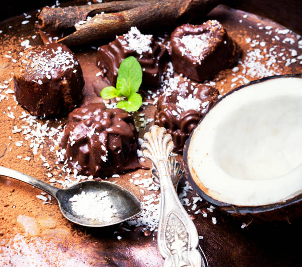 chocolate candy with coconut