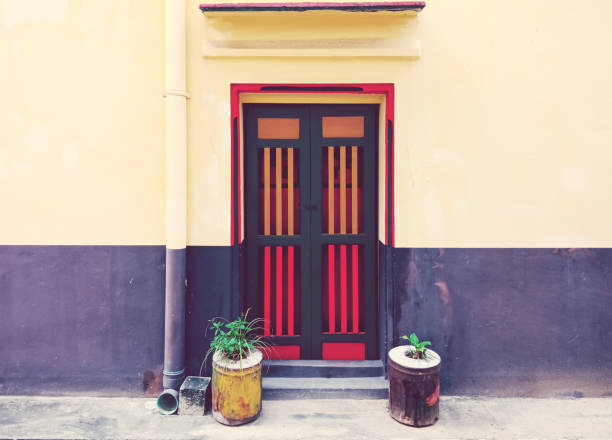 Colorful door on the wall. Beautiful color on the wall.