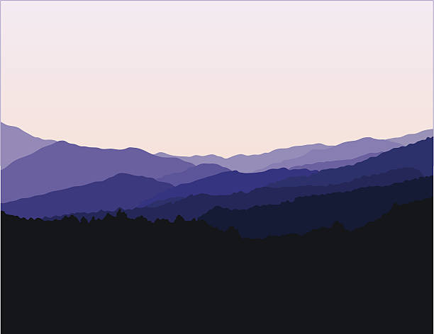 ilustrações de stock, clip art, desenhos animados e ícones de montanhas blue ridge paisagem - blue ridge mountains appalachian mountains sunrise mountain